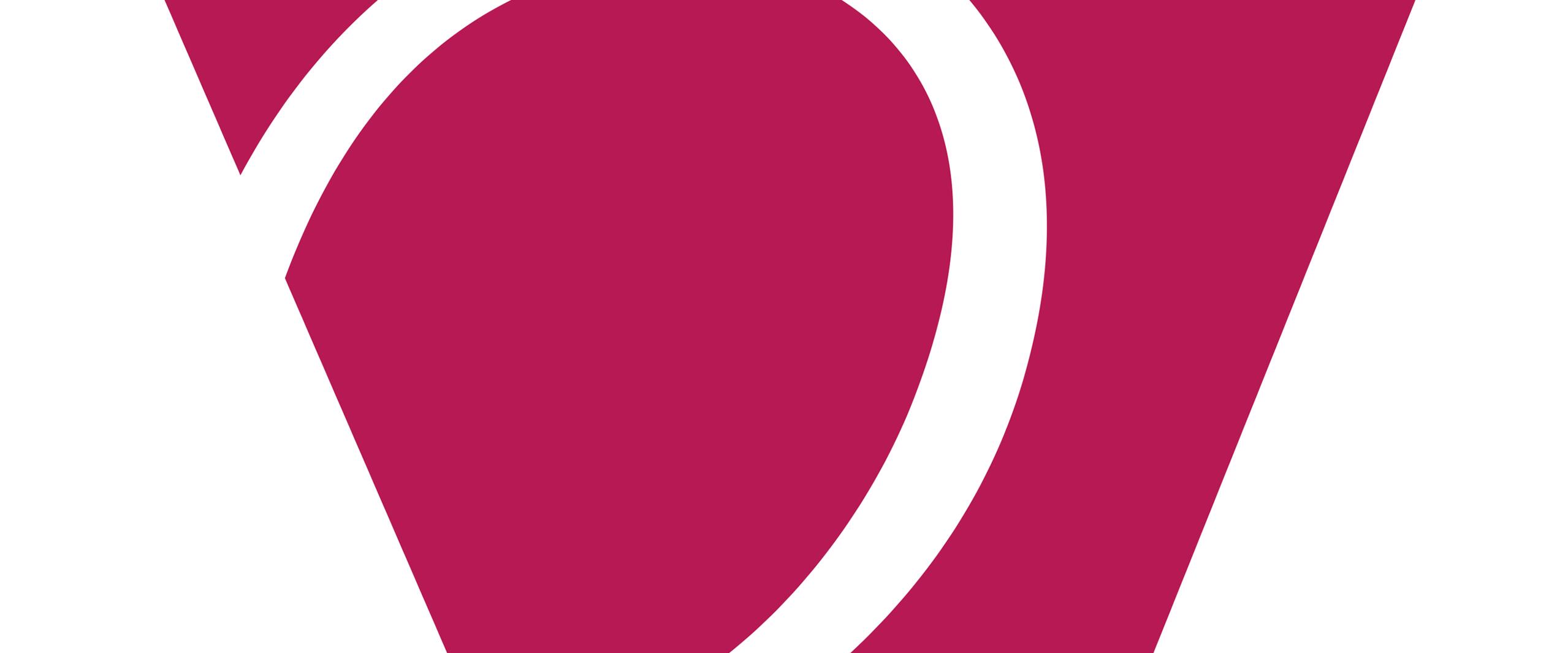 Abstract maroon and white geometric logo with overlapping shapes forming a stylized "V" and curved element.