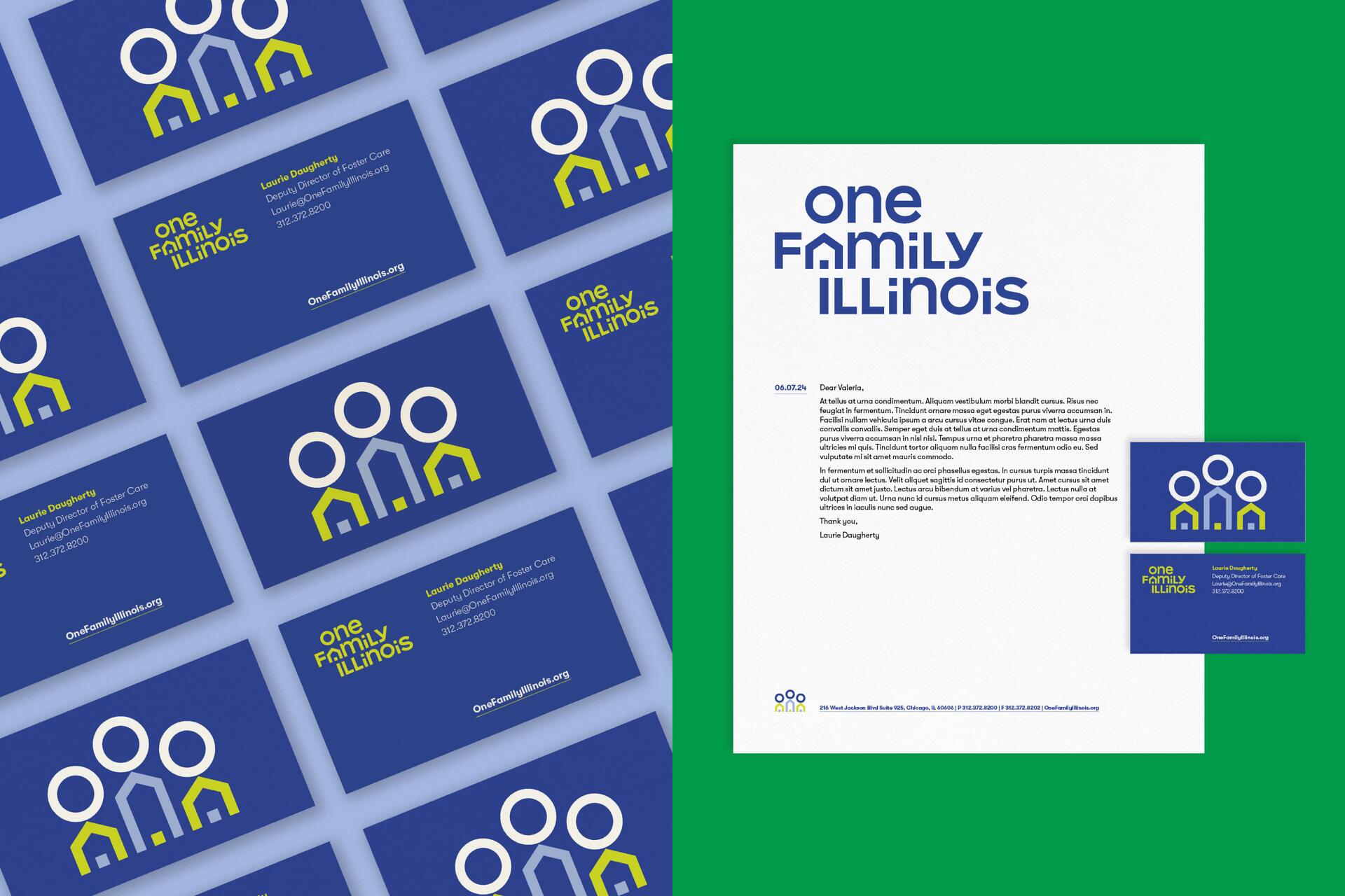 25b-01c_One Family Illinois Name & Branding: letterhead and business card_John Pobojewski/Valeria Bernal