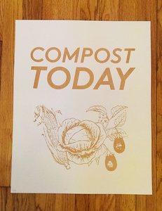 16C-045_Compost Today: Poster, screenprinted with cinnamon or paprika_Adrianne Hawthorne