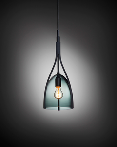 16C-179_Black Cat Pendant - Precision milled frame and hand-blown glass shade_Holly Hunt